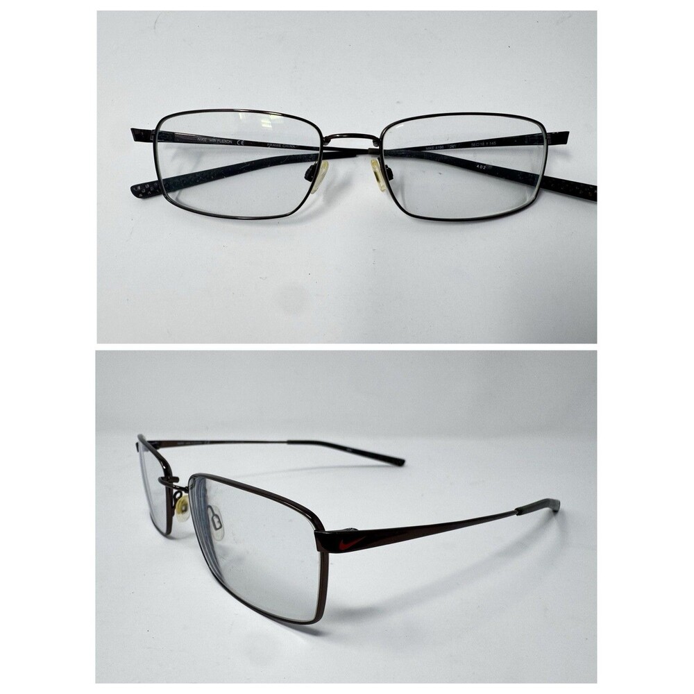 Nike 4196 241 Flexon Eyeglass Frames Brown Metal 56-18-145